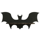 Black Wooden Floating Shelf Animal Bat Shape Wall Shelf Halloween Gothic Decor