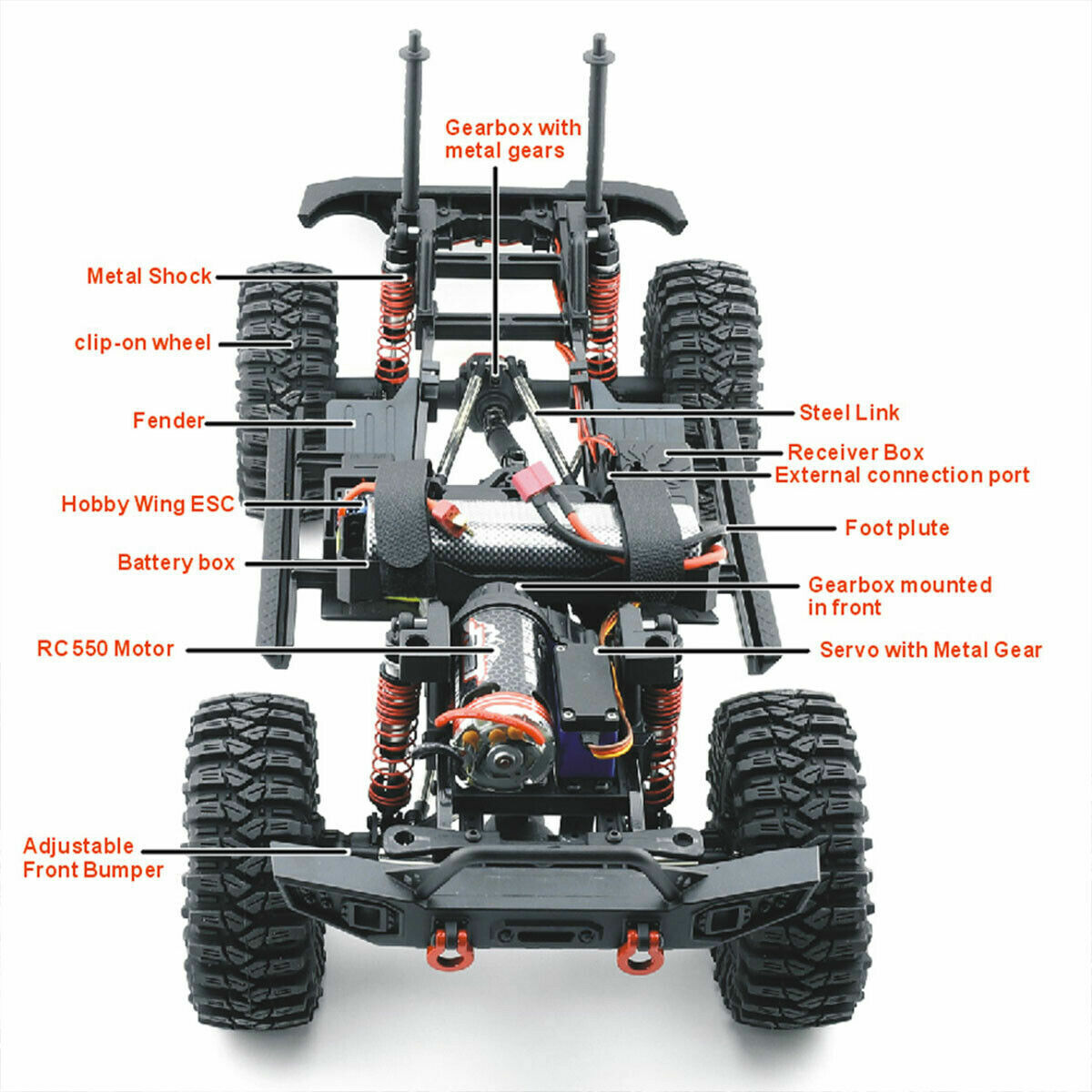RGT EX86120 1/10 2.4Ghz Rock Crawler Climing Car 4WD 7.2V 2000mh CH4 Transmitter - Picture 8 of 15