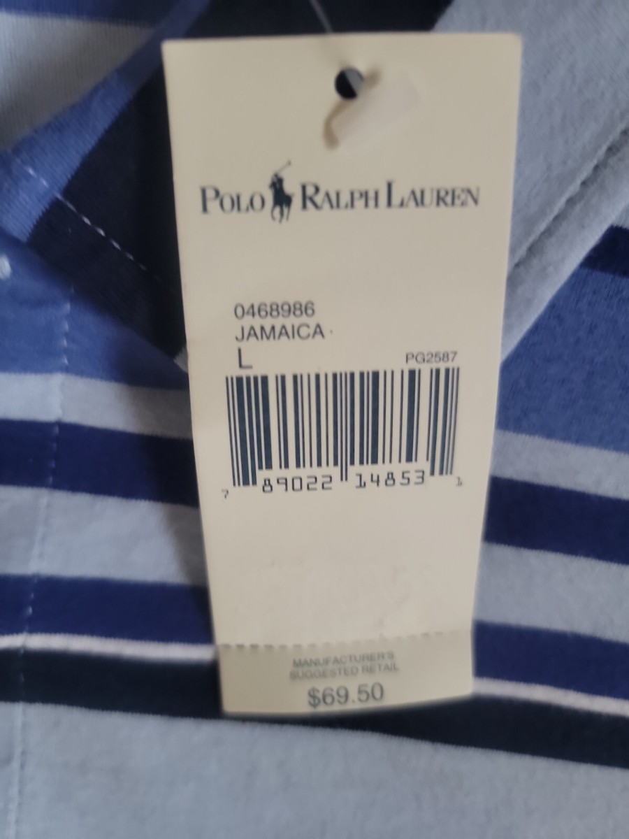 Polo Ralph Lauren ポロシャツ ジャマイカ × イギリス Polo Ralph Lauren Jamaica Short Sleeve Size LG Blue Striped Shirt