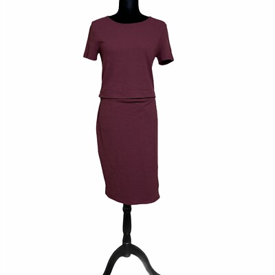 burgundy nursing dress Angel Maternity Mia Maternity & Nursing Zipper Drawstring Dress in Burgundy main image 0
