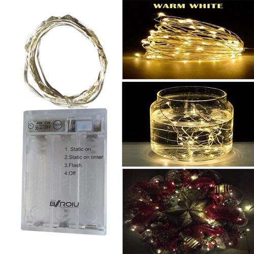 2 x 20er Micro LED Lichterkette Batterie betrieb 3 Programm mit Timer Auf Sil... - Bild 2 von 7