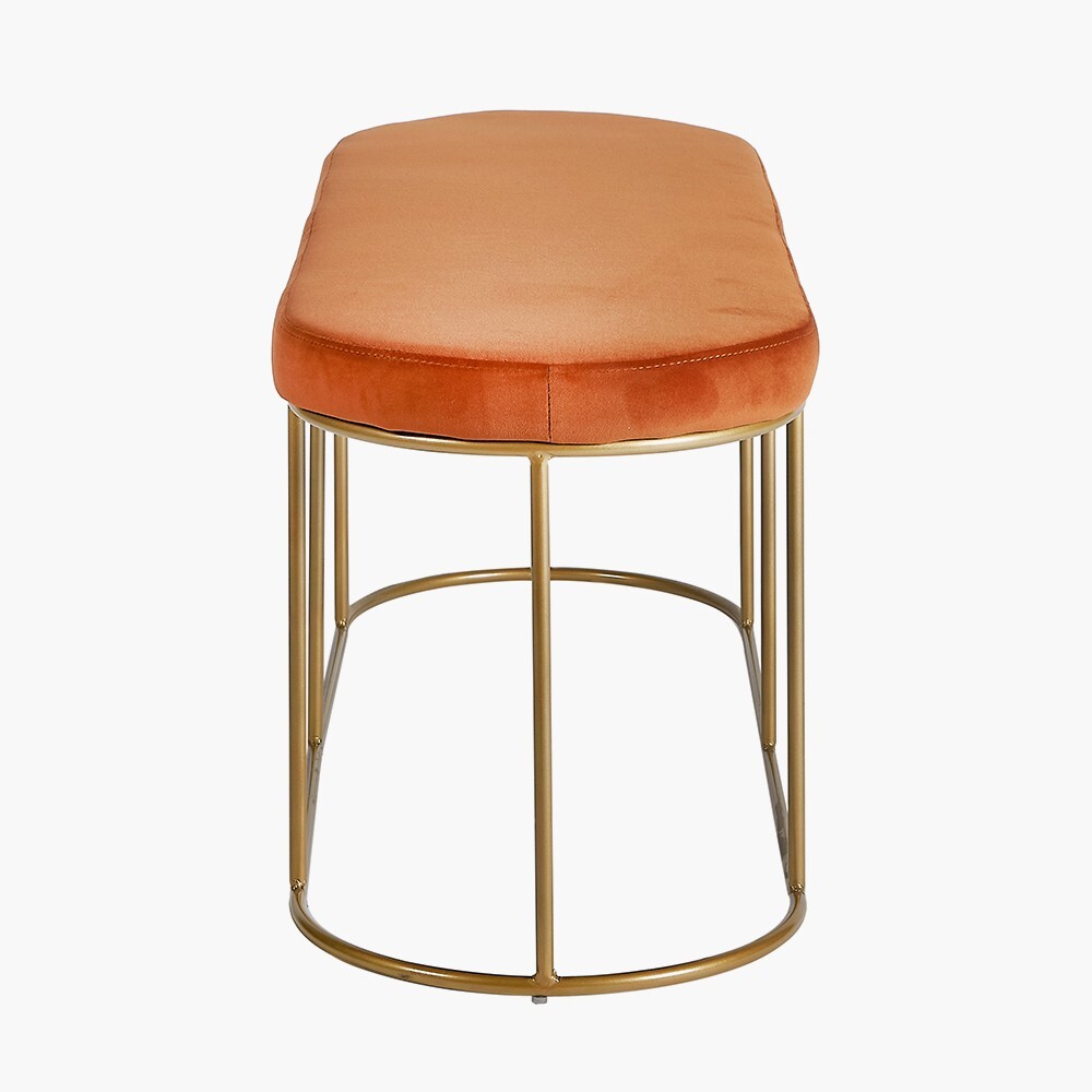 Terracotta Stool Orange Velvet Bench Bedroom Decor Dressing Table