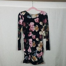 Love Nickie Lew Dress L Velvet Velour Floral Ruched Whimsy Goth Dark Romance NEW