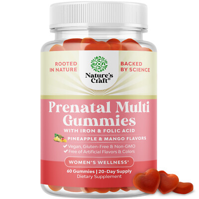 Natures Craft Vegan Prenatal Gummies for Women with Iron Folic Acid 60ct