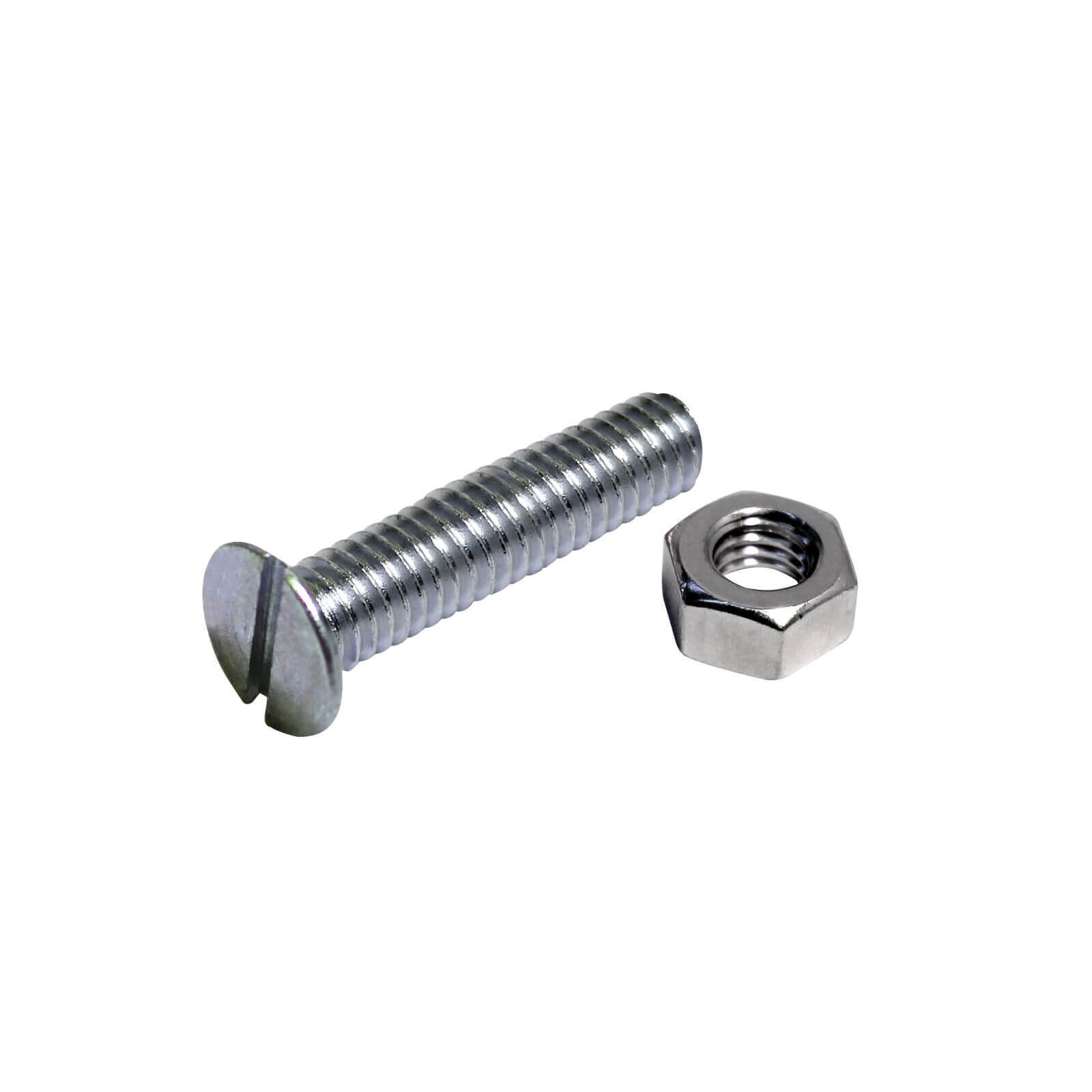 1 x 5 Pack Machine Screws Countersunk Bright Zinc Plated With Nut - M5 25mm