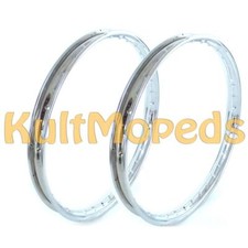 2 Stahlfelgen Felgenring pass f Simson SR2 E SR II chrom 1,35x19 DKW Hummel NEU