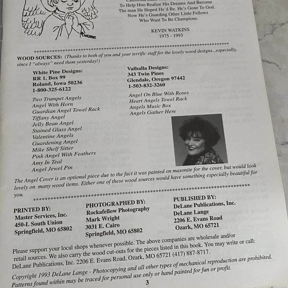 Angels by DeLane Lange 1993 DeLane Paints Tole Painting Patterns Designs Book - Image 2 of 4