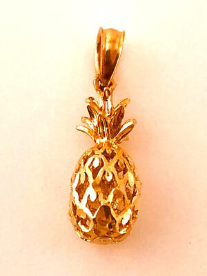 14K Solid Rose Gold 3D Pineapple Pendant.Width: 6.5mm Length: 18mm C278-70