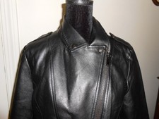 Charlotte House Black Vinyl Jacket Coat Women's Size L