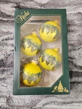 Christmas Ornaments Baubles Pinecones Green Glass Glitter Krebs Holiday Set Of 4
