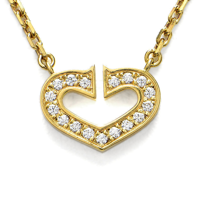 Cartier C heart Necklace Diamond Yellow Gold Au750 K18