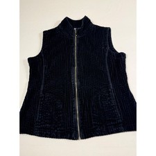 Woolrich Vest M Black Wide Wale Corduroy Full Zip Pockets quiet luxury capsule