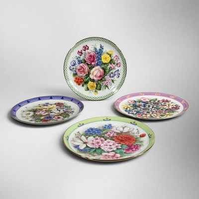Danbury Mint Doug Hague Bouquets of the World Collector Plates Set of 4