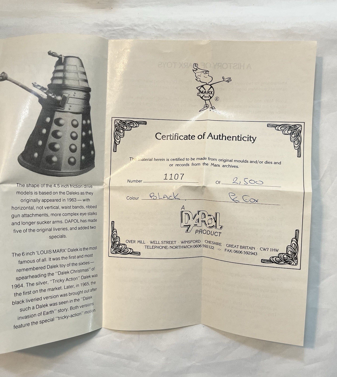 Vintage Doctor Who Battery Operated Dalek Dapol 1996 EMPTY BOX LOT Limited Ed