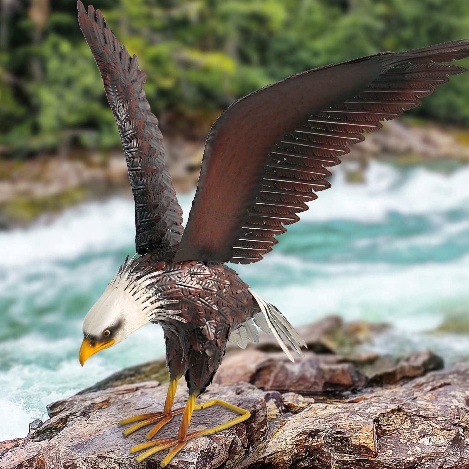 Kircust 40.6 Inch Lifelike Bald Eagle Statue for Home Decor