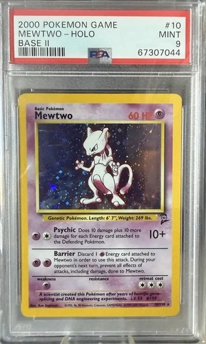 Pokemon Mewtwo Base Set 2 Holo Rare #10 PSA 9 Mint
