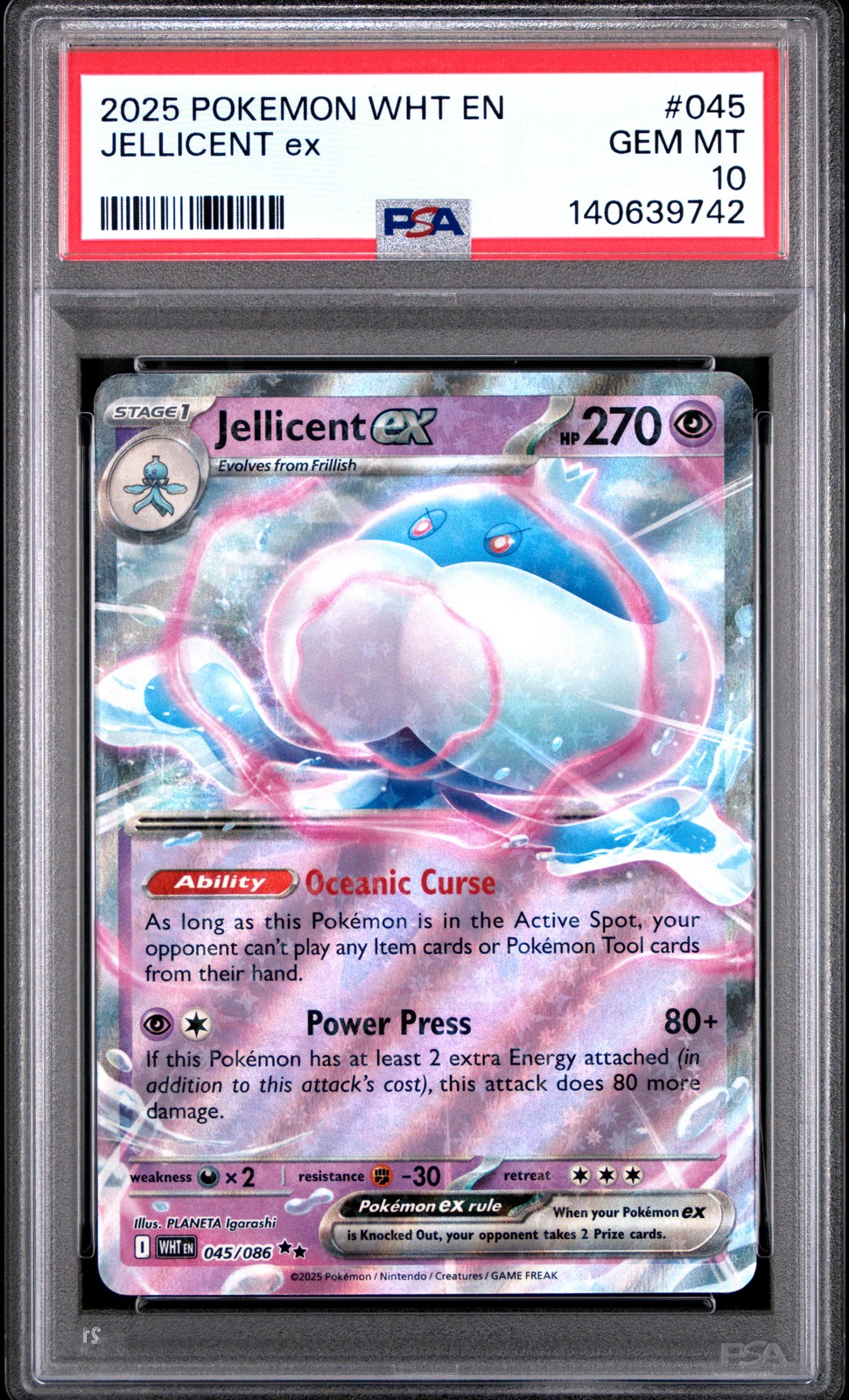 PSA 10 - JELLICENT EX #45 - 2025 POKEMON WHT EN-WHITE FLARE - LOW POP