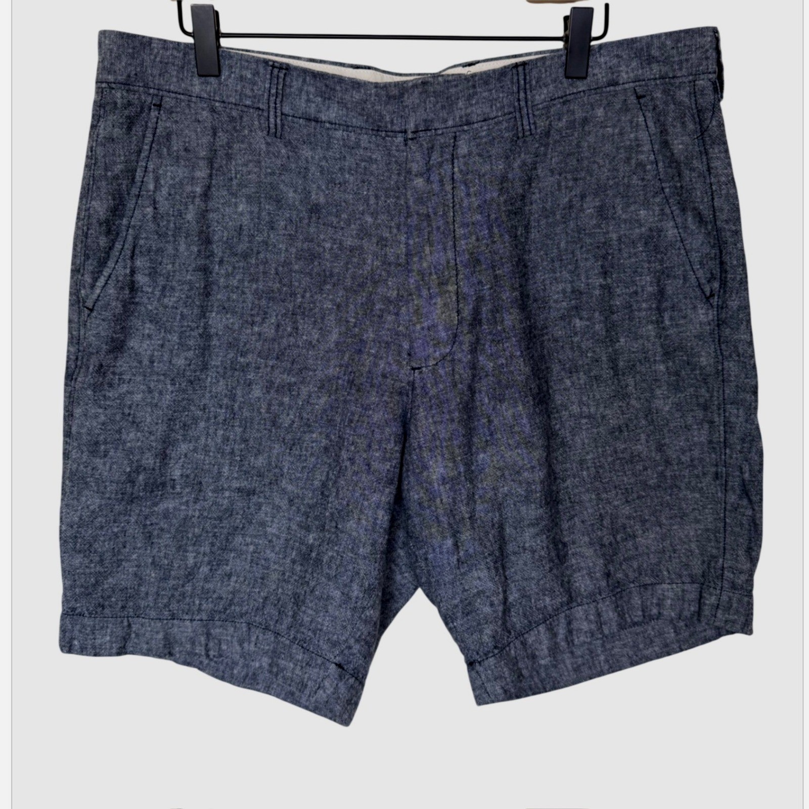 J.Crew Mens Linen Blend Shorts Blue Gramercy Coastal Preppy Summer Chino Size 36