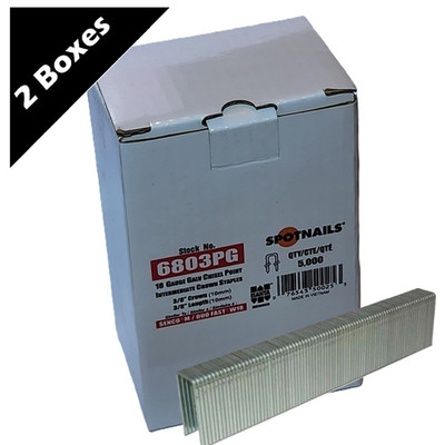 2 Boxes - Spotnails 6803PGM Series 3/8'' 18 Gauge Medium Crown Staples - (10,000)