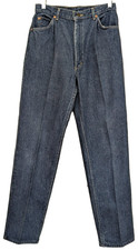 Vintage Lee Riders Jeans Women's 14 Med High Rise Tapered Blue Denim Made In USA