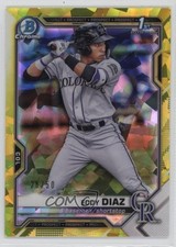 2021 Bowman Sapphire Chrome Prospects Yellow Refractor 26/50 Eddy Diaz 1k9t