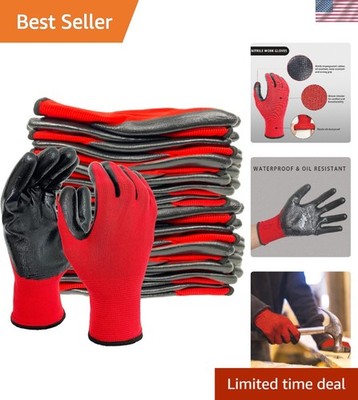 Unisex Reusable Nitrile Grip Gloves - Ideal for Automotive & Outdoor Use (Large)