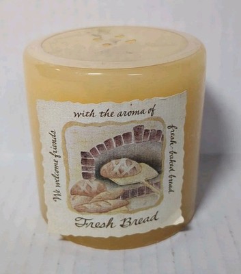  Vintage White Barn Candle Fresh Bread Pillar 3x3 Rare Retired Farmhouse Decor 