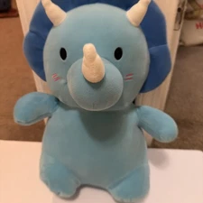 Greenbrier International Stuffed Plush Blue Dinosaur Triceratops Squishy Pillow