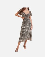 ASTR The Label Women’s XL Long Black Pink Green Floral Smocked Puff Dress
