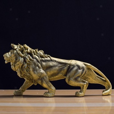 Harz Mighty Lion Statue Tierskulptur für TV Schrank Esszimmerregal