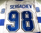 Mikhail Sergachev / Autographed Tampa Bay Lightning Custom Hockey Jersey / JSA