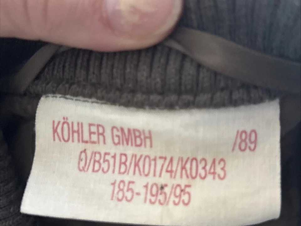 German Military Koehler Insulated quilted Coverall Liner Olive mens Gr 11 (42x28 - Image 4 of 4