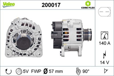 Lichtmaschine Generator Lima VALEO CORE-FLEX 200017 14V für VW PASSAT B5 3B3 3B6