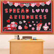 Valentine's Day Bulletin Board Decor Set - Heart Cutouts and Borders