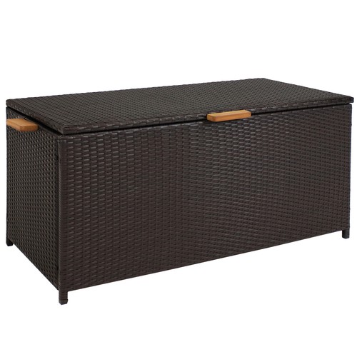 Resin Wicker Indoor/Outdoor Storage Deck Box with Handles - Brown by Sunnydaze