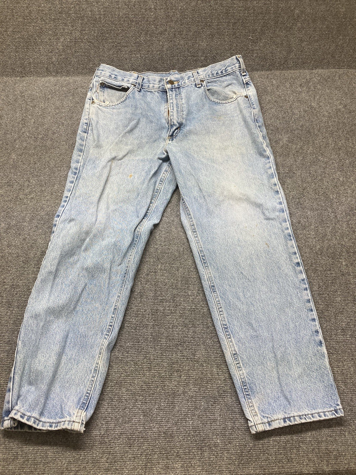 Carhartt Denim Jeans Men’s Size 36/28 Blue Straight Leg Distressed Work Pants