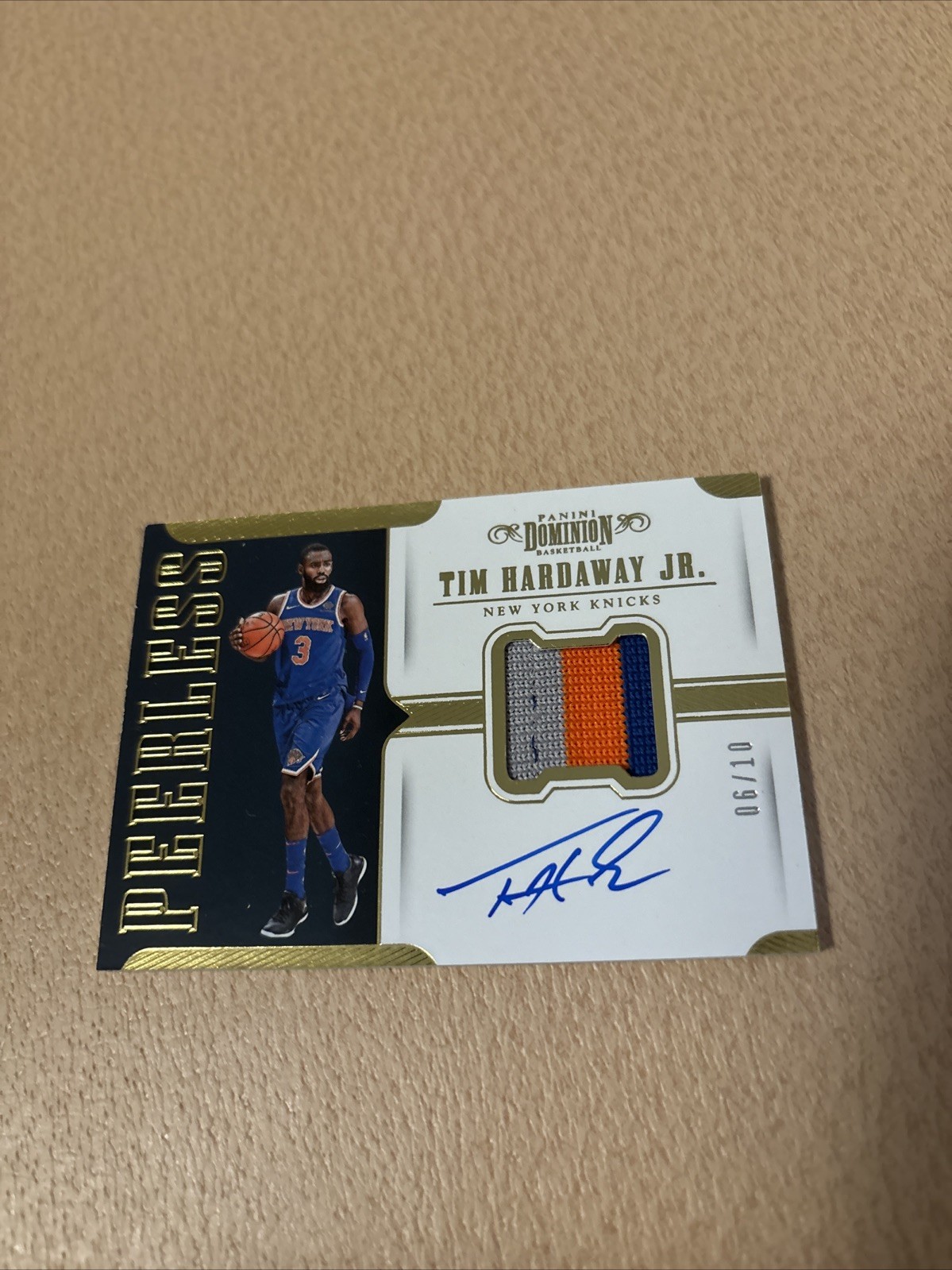 2017-18 Panini Dominion #PJ-THJ TIM HARDAWAY JR GOLD 06/10 AUTO PEERLESS PATCH 