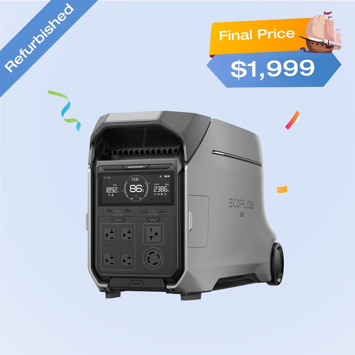 EcoFlow DELTA Pro 3 4000Wh LFP Portable Power Station Certified