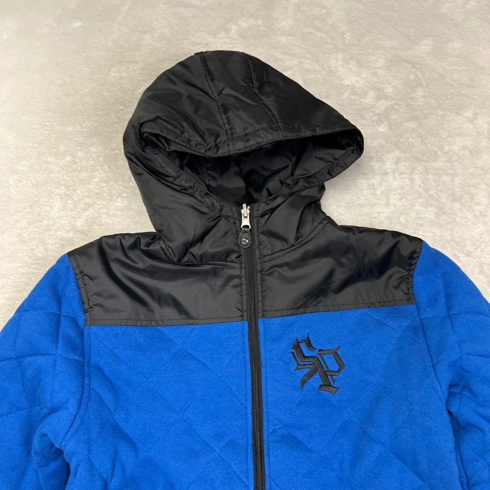 South Pole Kids 皇家蓝色绗缝连帽夹克 尺寸 S 8-10 男孩 女孩 — 第 2/4 张图片