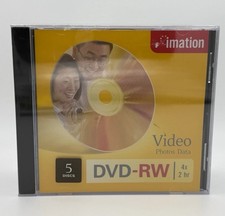 Imation DVD-RW  Video Data 4x 2 HR (5-Pack Jewel Cases) SEALED NEW