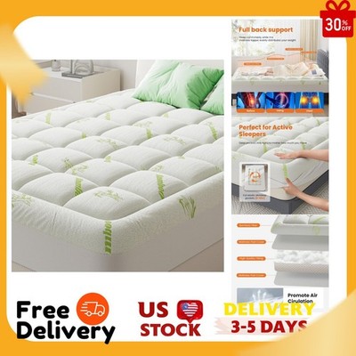 Cubrecolchón Queen Ultra Suave de Bambú Tipo Pillow Top Transpirable y Fresco
