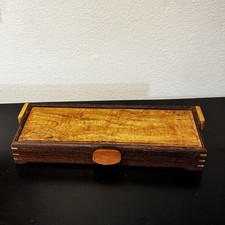 Joyero de madera artesanal Dale Baird tapa burl firmado artesanal 11x4 2016