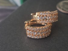 Rose Gold Filled Cz Huggie Hoop Earrings