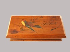 Ancienne boite à Timbres à 4 compartiments à décor d'Oiseau sur la branche NICE