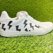 Zadig Voltaire Flash Lurex Lightning Bolt Womens Size 6.5 White Shoes Sneakers