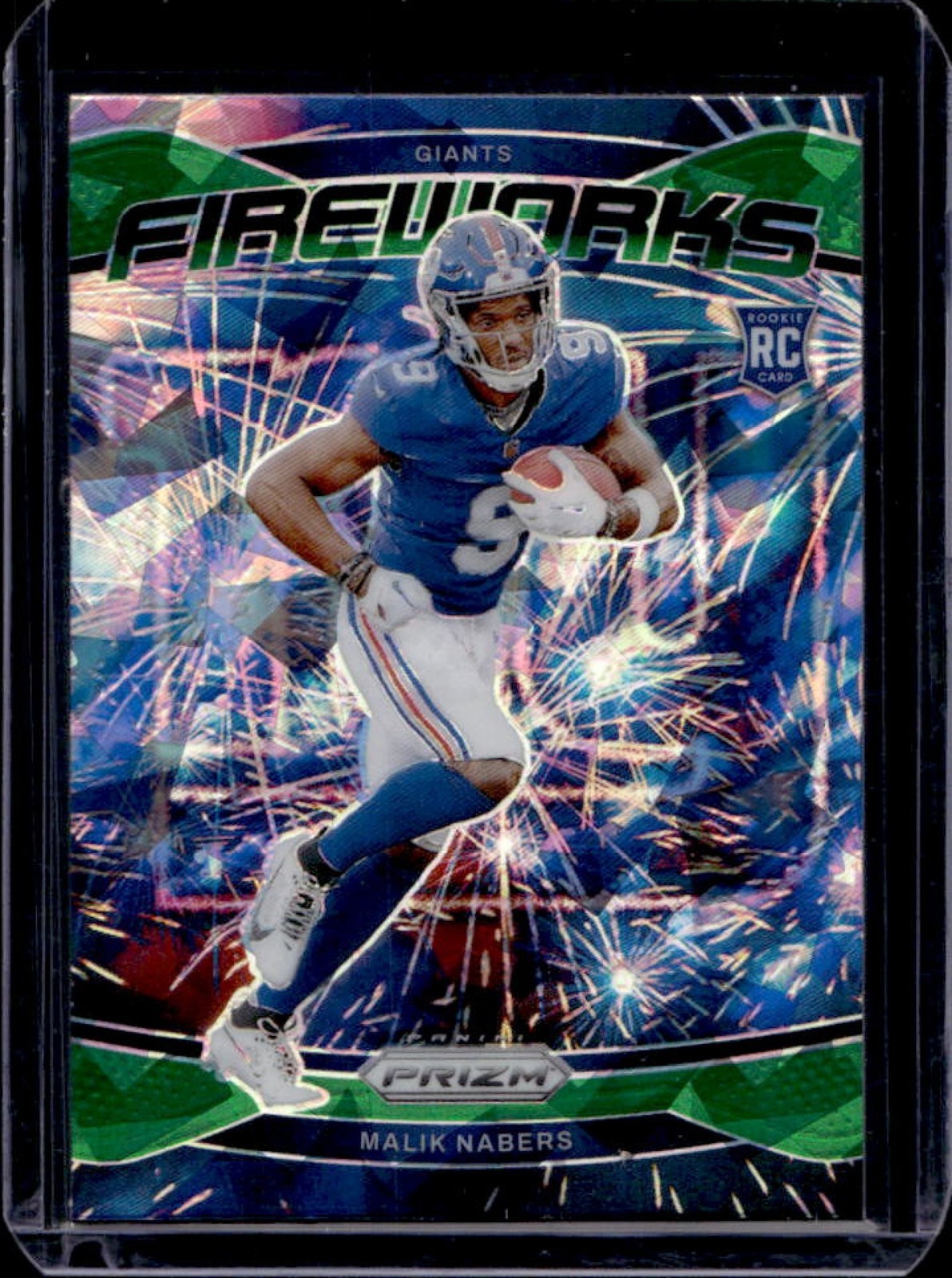 2024 Prizm Malik Nabers Fireworks RC Green Ice Rookie #21 Giants