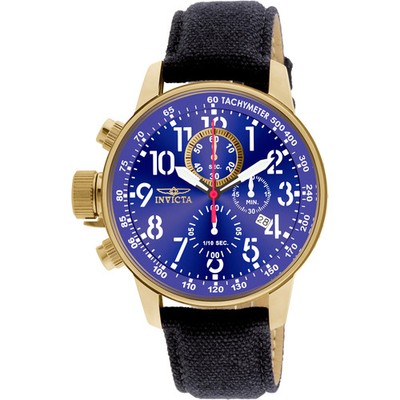 Invicta 1516 Herrenuhr Chronograph Stahlband Leinwand blaues Zifferblatt 100m