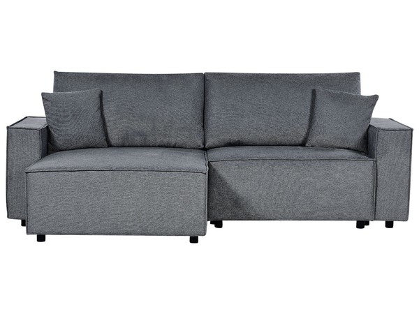 3-Sitzer Ecksofa Dunkel Grau Rechts Mit Recamiere Schlaffunktion Stauraum Karila-image