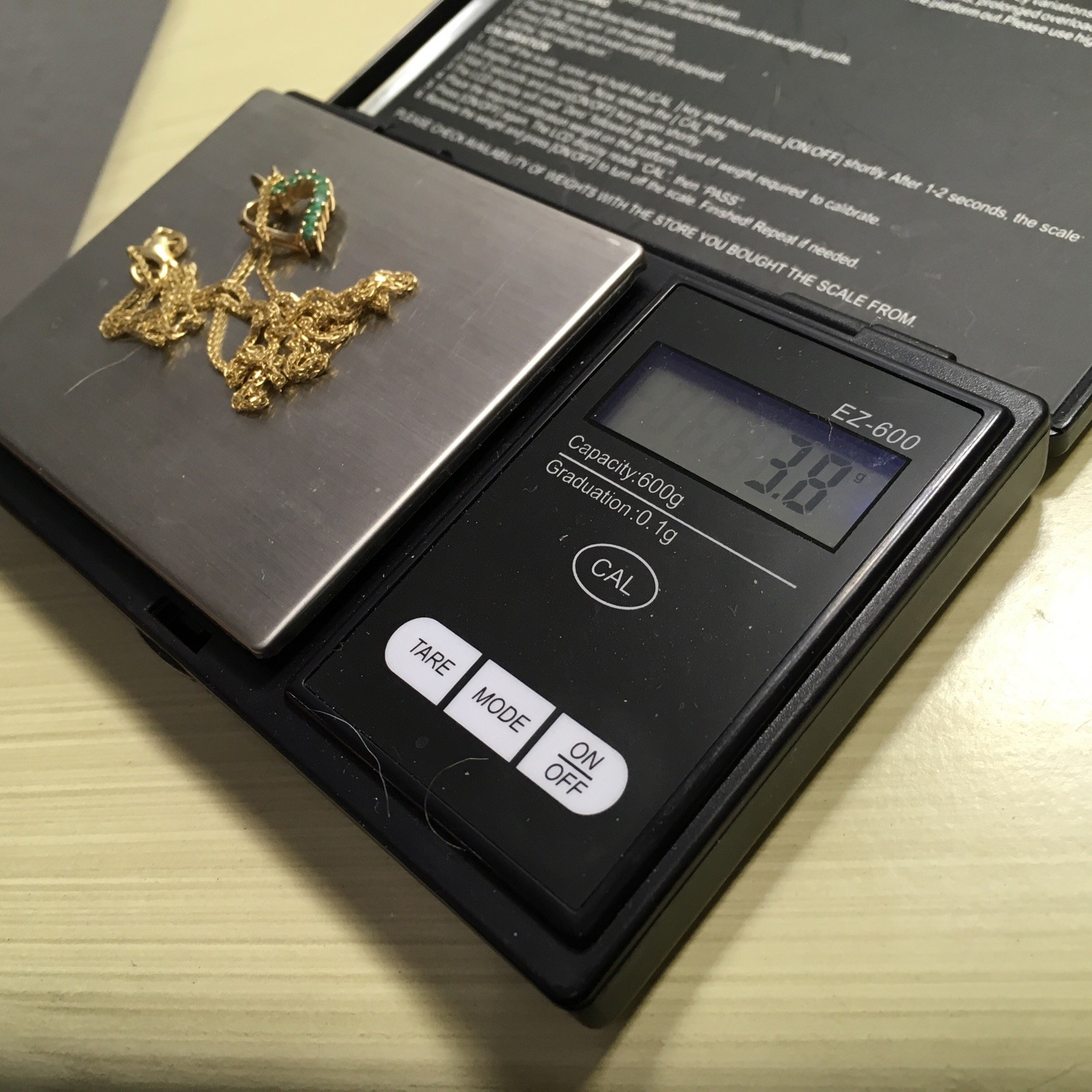 14K Solid Yellow Gold 3.8 - Solid Necklace With E… - image 6