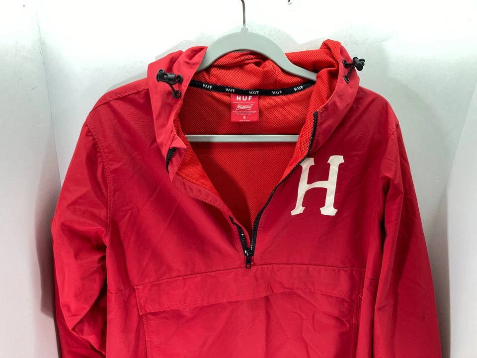 Chaqueta cortavientos con capucha HUF X Budweiser Anheuser Busch para hombre S roja 1/4 cremallera Foto 4 de 4